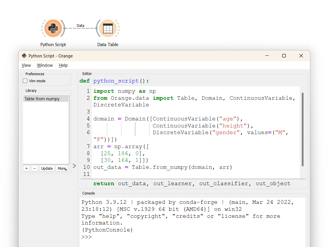 Python script low code no code